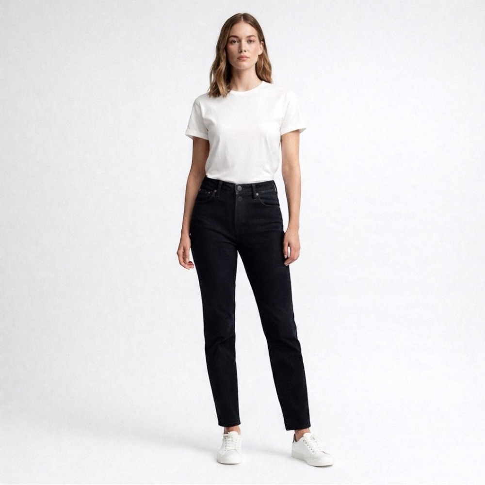 7 For All Mankind Josefina Boyfriend Jeans | Size 34 | Black Mid-Rise Button Fly